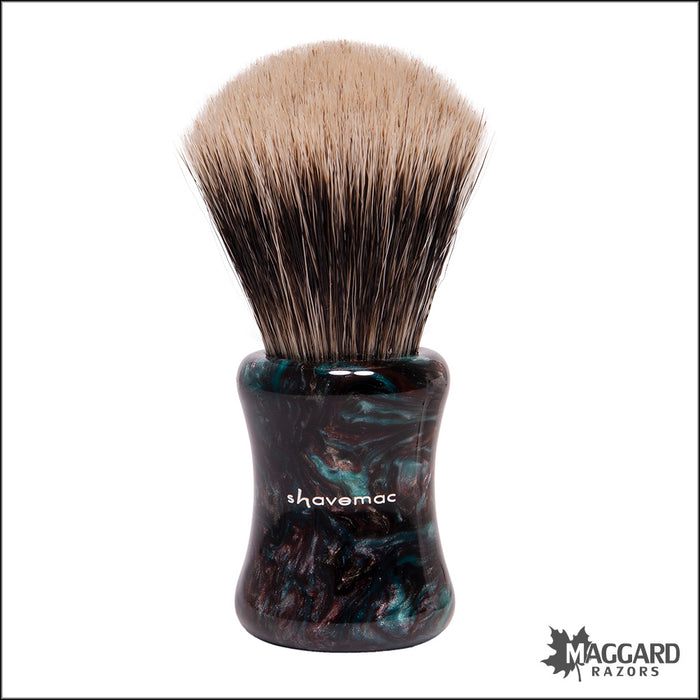 Shavemac 386-060-24 Black Peacock Handle Silvertip D01 2-Band Badger Shaving Brush, 24mm Fan