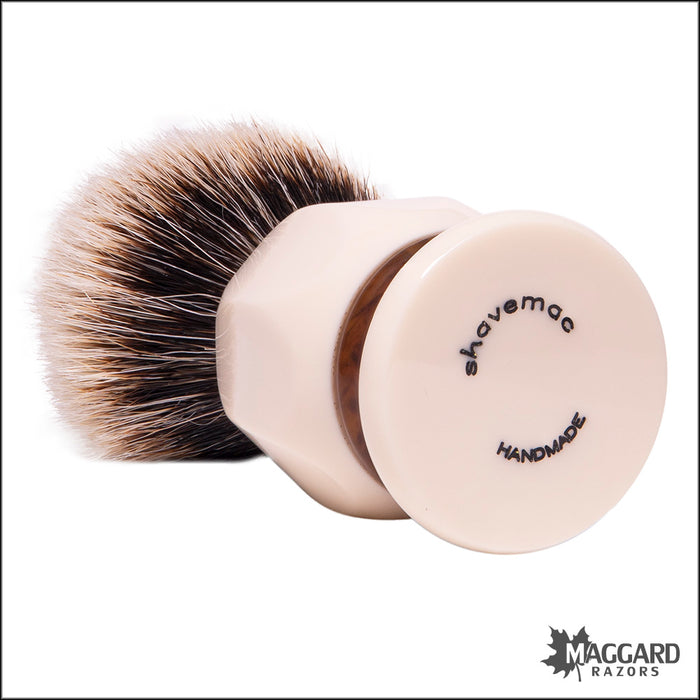 Shavemac 408-818-362 Ivory and Tortoise Handle Silvertip 2-Band Badger Shaving Brush, 24mm Bulb