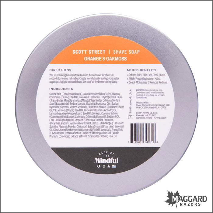 Shear Revival Orange and Oakmoss - Scott Street Shave Soap, 4oz