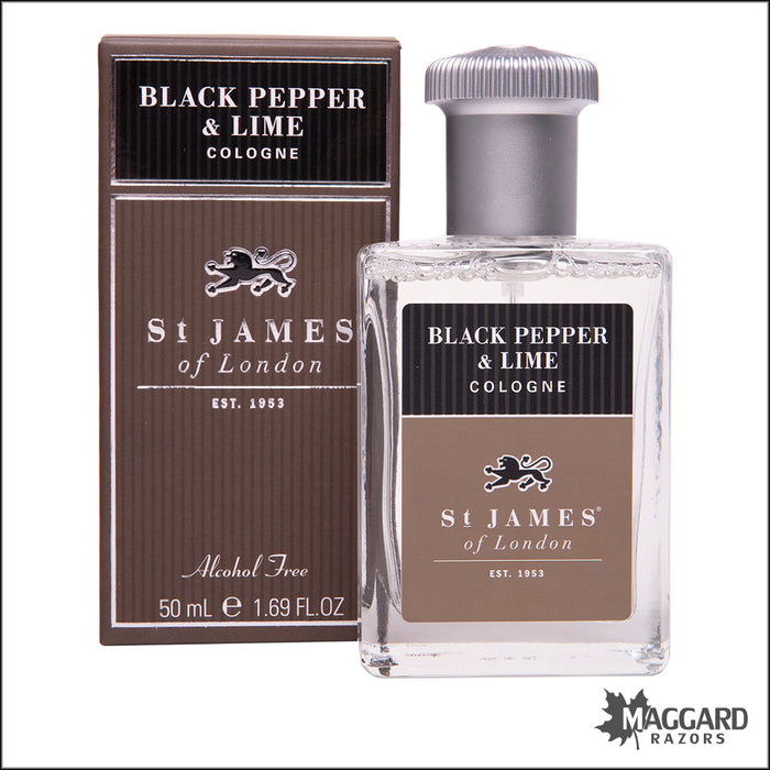 St James of London Black Pepper and Lime Cologne, 50ml - Alcohol Free