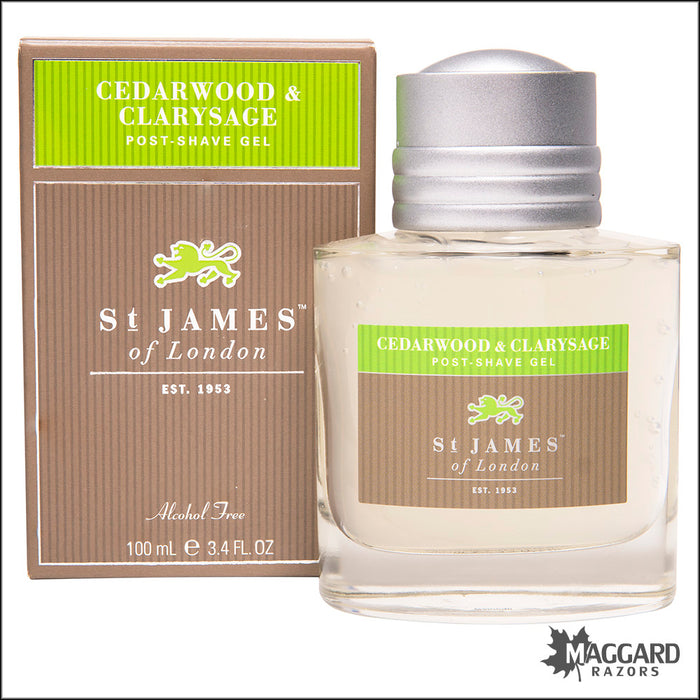 St James of London Cedarwood and Clarysage Post Shave Gel, 100ml - Alcohol Free