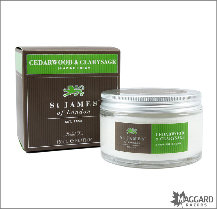 St James of London Cedarwood and Clarysage Shave Cream, 150ml