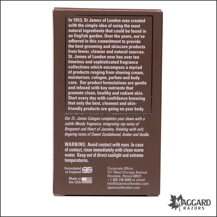 St James of London Sandalwood and Bergamot Cologne, 50ml - Alcohol Free