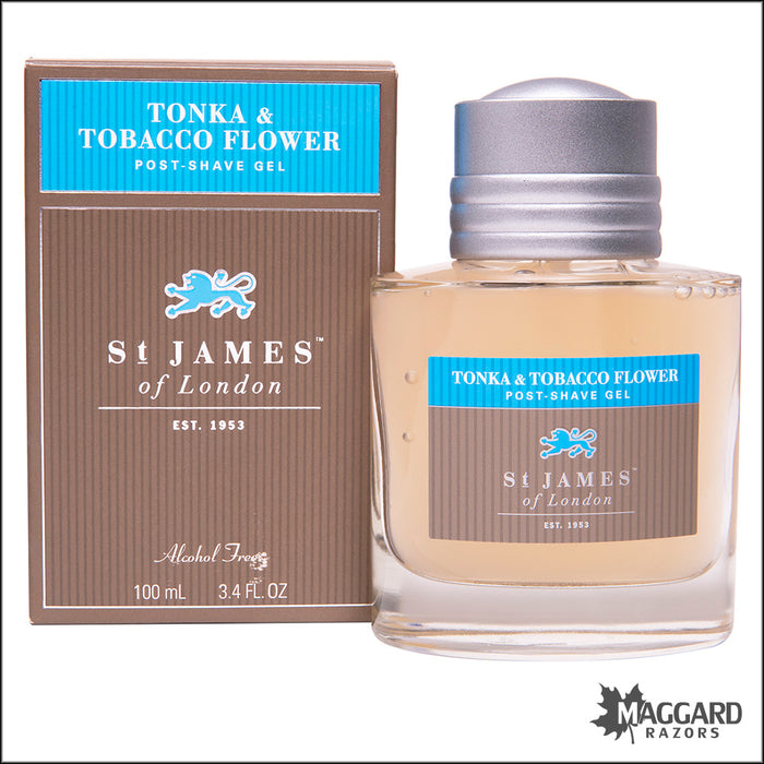 St James of London Tonka and Tobacco Flower Post Shave Gel, 100ml - Alcohol Free