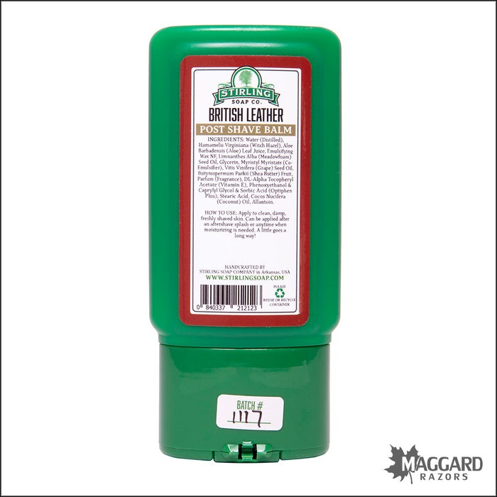 Stirling Soap Co. British Leather Aftershave Balm, 4oz - Seasonal Release