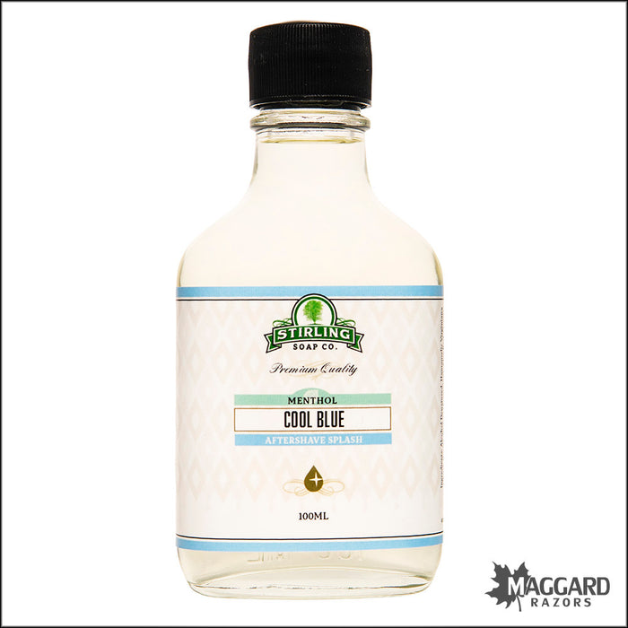 Stirling Soap Co. Cool Blue Aftershave Splash with Menthol, 100ml - Seasonal Release