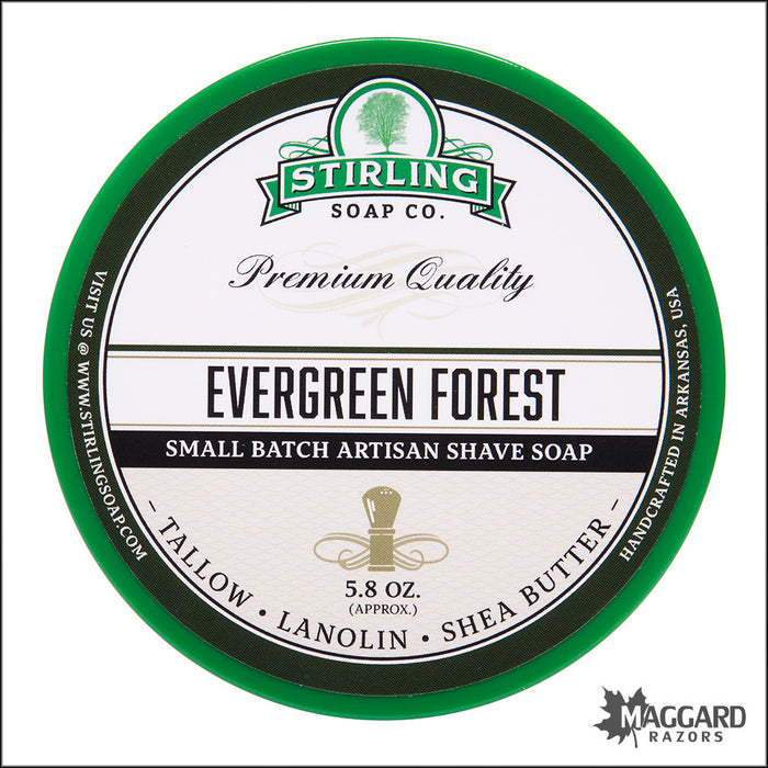 Stirling Soap Co. Evergreen Forest Shaving Soap, 5.8oz - Seasonal Release