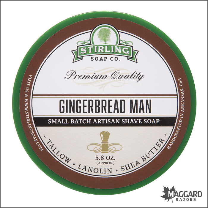Stirling Soap Co. Gingerbread Man Shaving Soap, 5.8oz - Seasonal Release