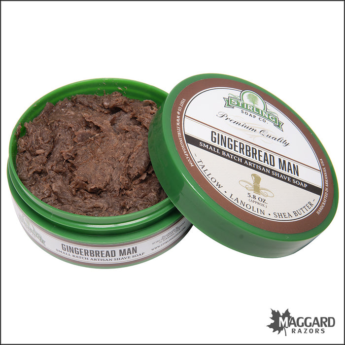 Stirling Soap Co. Gingerbread Man Shaving Soap, 5.8oz - Seasonal Release