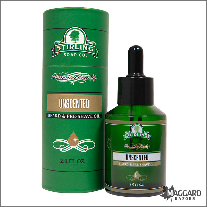 Stirling Soap Co. Unscented Beard and Pre-Shave Oil, 2oz