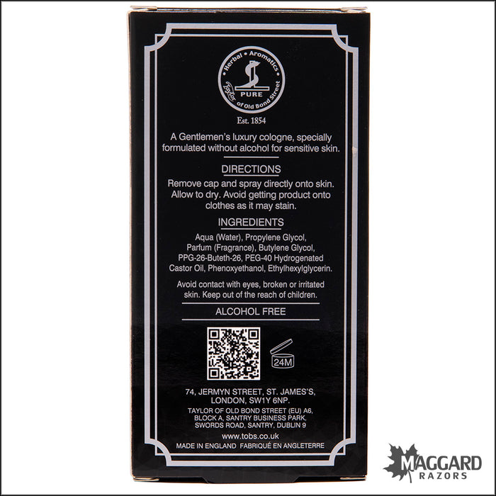Taylor of Old Bond Street Jermyn Street Cologne, 100ml - Alcohol Free