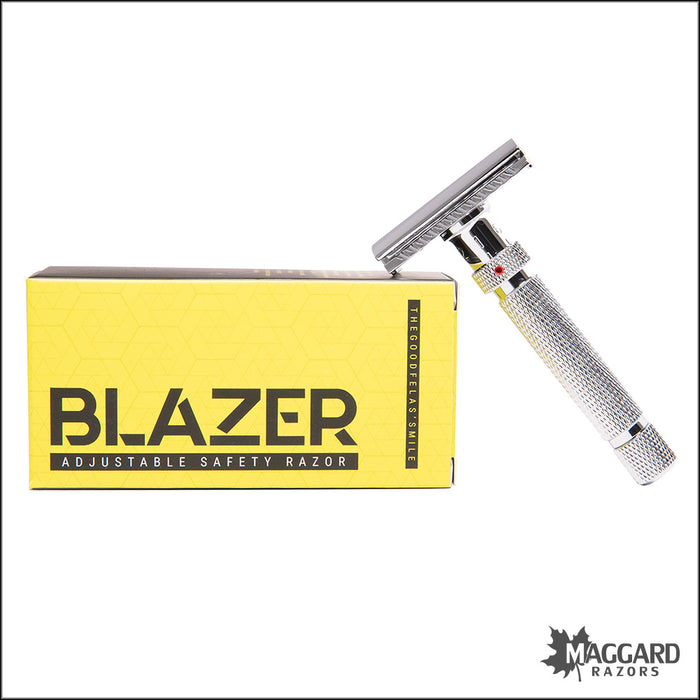 The Goodfellas' Smile Blazer Adjustable DE Safety Razor, Polished Finish