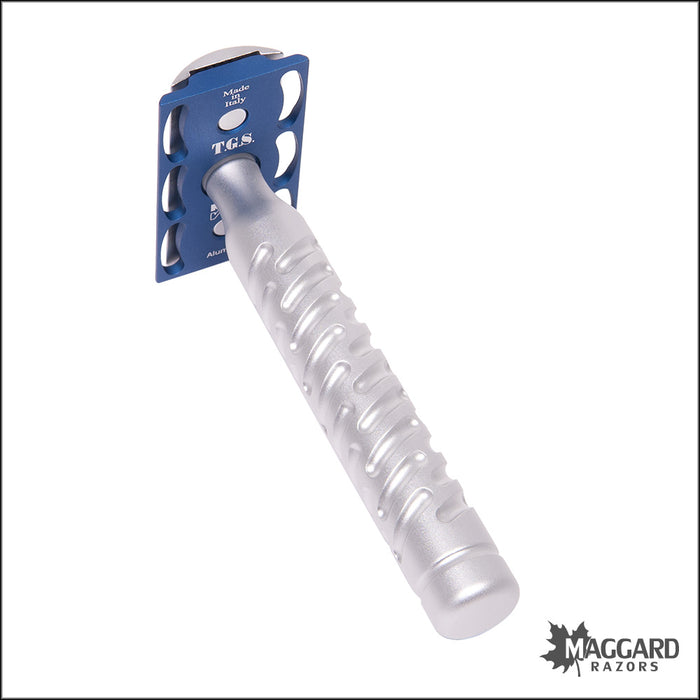 The Goodfellas' Smile Styletto Machined Aluminum DE Safety Razor, Shadow Blue