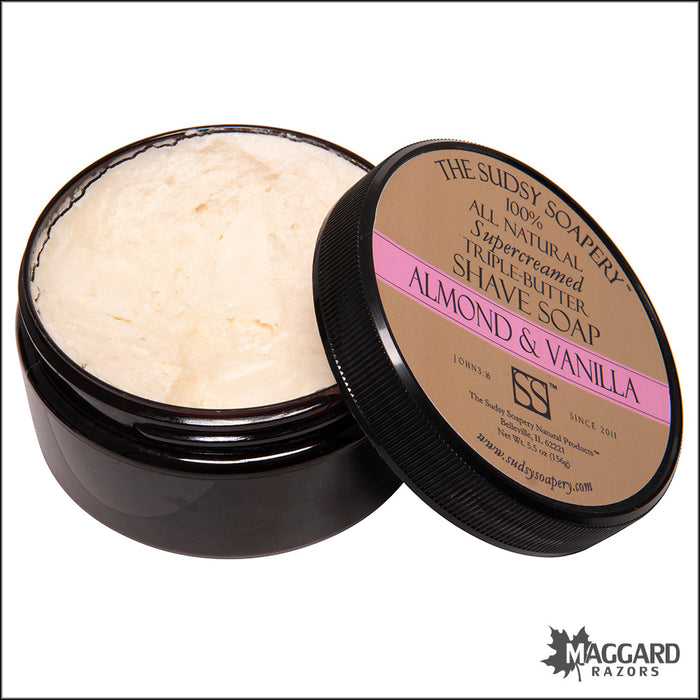 The Sudsy Soapery Almond and Vanilla Shaving Soap, 4.5oz