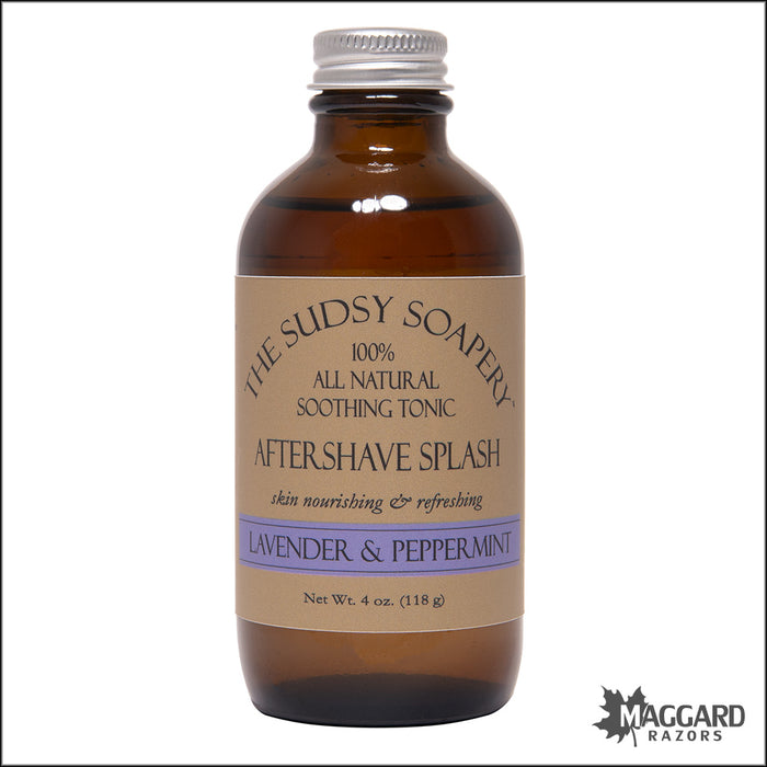 The Sudsy Soapery Lavender and Peppermint Aftershave Splash, 4oz - Alcohol Free