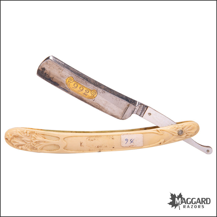 #1018 Vintage Straight Razor - J R Torrey MOP Tang