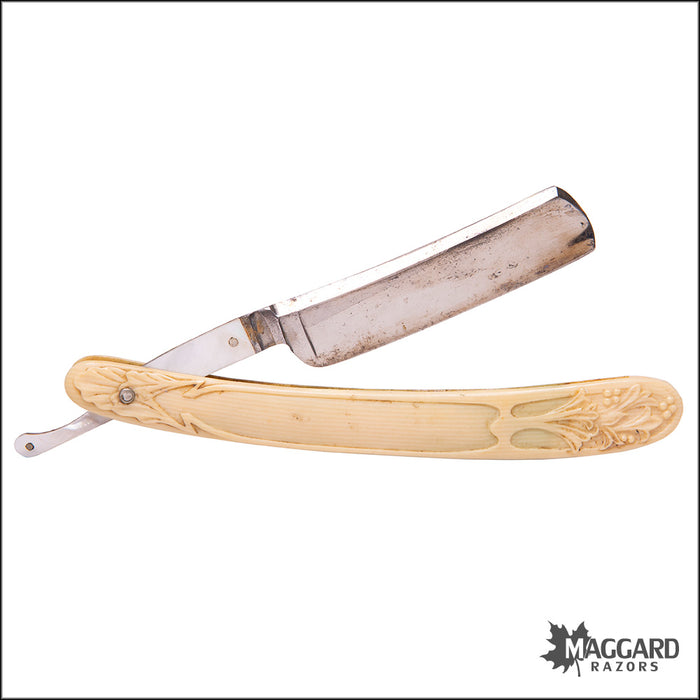 #1018 Vintage Straight Razor - J R Torrey MOP Tang