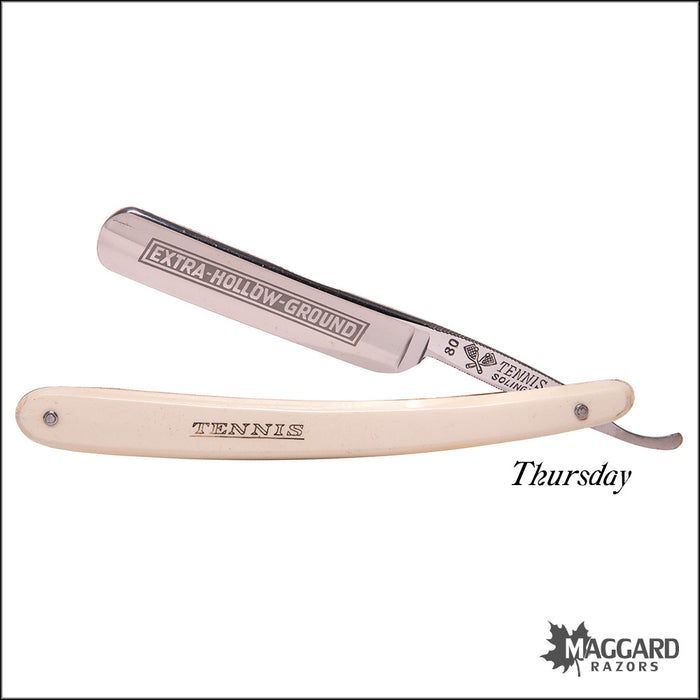 #1056 Vintage Straight Razor 7-Day Set - Tennis Solingen 9/16