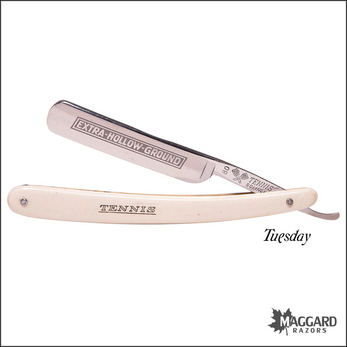 #1056 Vintage Straight Razor 7-Day Set - Tennis Solingen 9/16