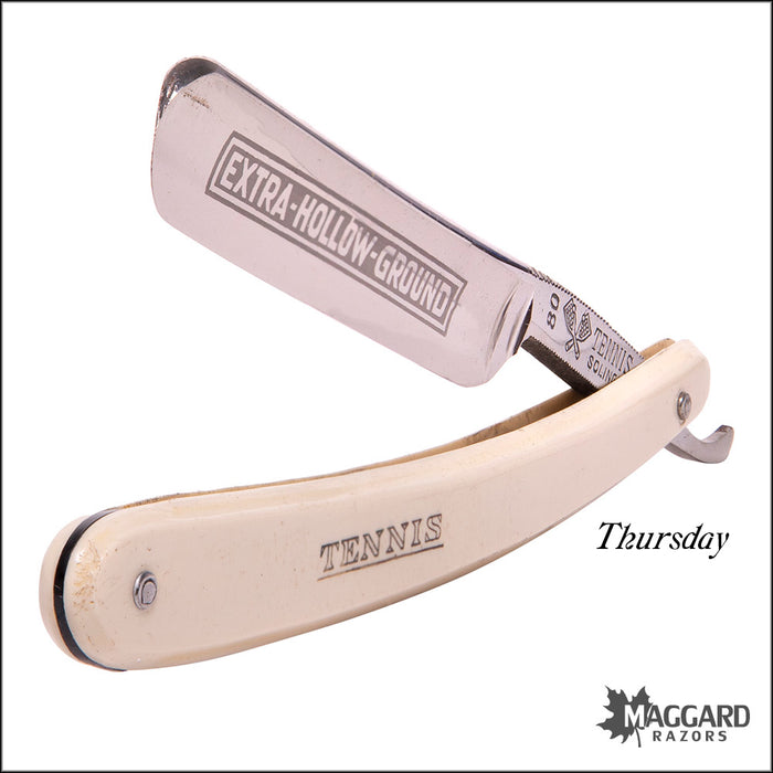 #1056 Vintage Straight Razor 7-Day Set - Tennis Solingen 9/16