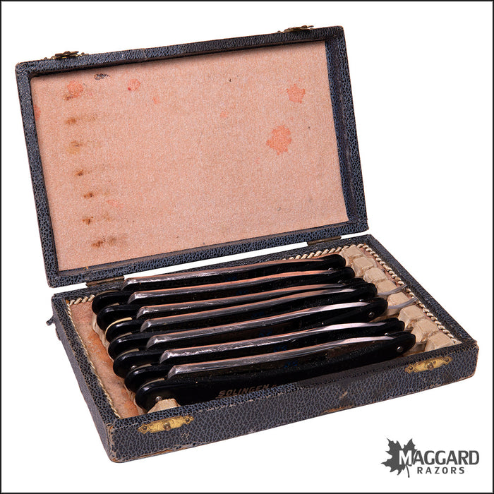 #1057 Vintage Straight Razor 7-Day Set - "SilberStahl" Solingen 13/16