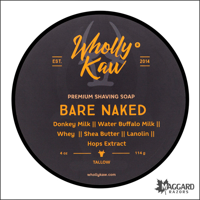 Wholly Kaw Bare Naked Unscented Tallow Shaving Soap, 4oz