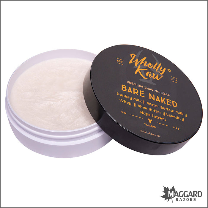 Wholly Kaw Bare Naked Unscented Tallow Shaving Soap, 4oz