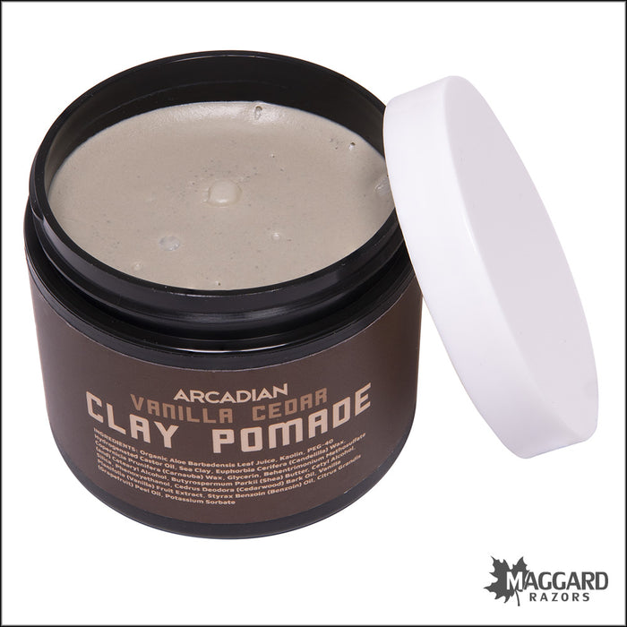 Arcadian Vanilla Cedar Clay Pomade High Hold Artisan Pomade, 4oz