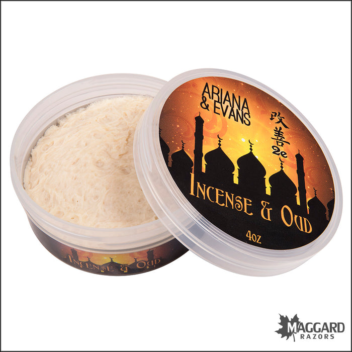 Ariana and Evans Incense and Oud Artisan Shaving Soap, 4oz - Kaizen 2e Base