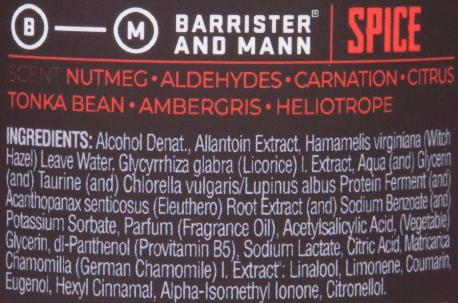 Barrister and Mann Spice Aftershave Splash, 3.5oz