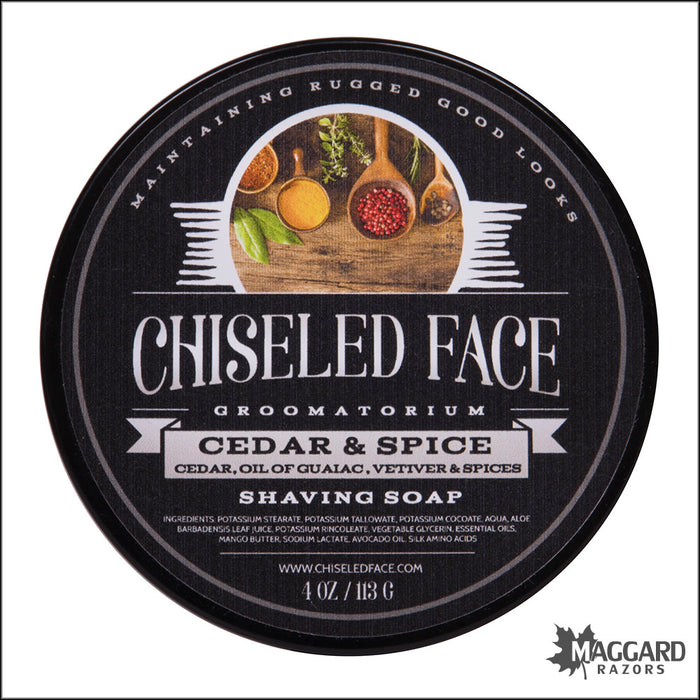 Chiseled Face Cedar and Spice Tallow Shaving Soap, 4oz