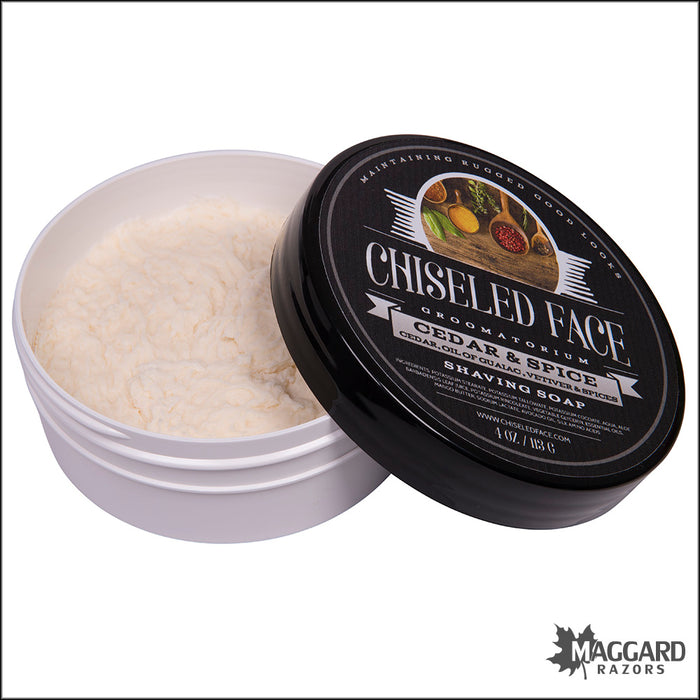 Chiseled Face Cedar and Spice Tallow Shaving Soap, 4oz