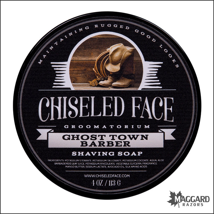 Chiseled Face Ghost Town Barber Tallow Shaving Soap, 4oz
