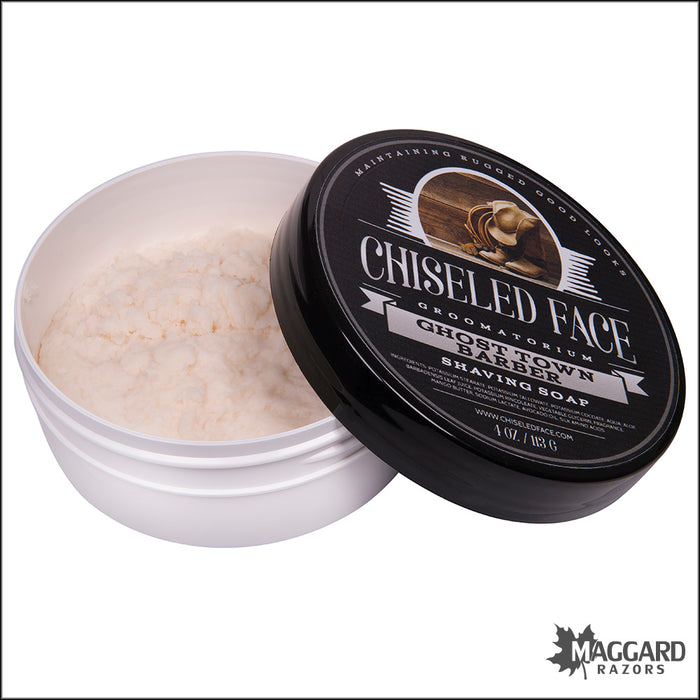 Chiseled Face Ghost Town Barber Tallow Shaving Soap, 4oz