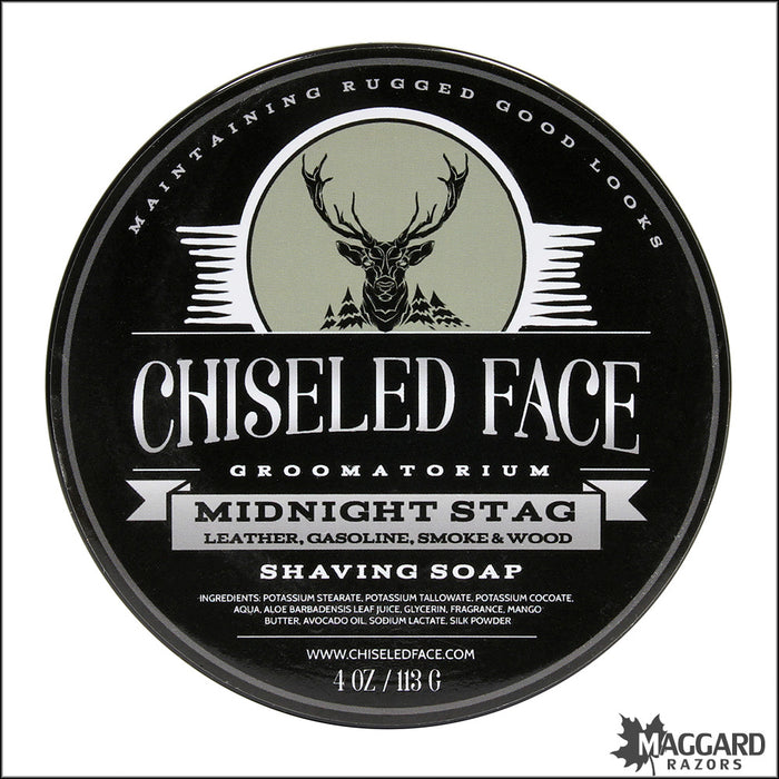Chiseled Face Midnight Stag Tallow Shaving Soap, 4oz