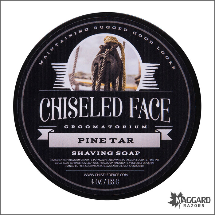 Chiseled Face Pine Tar Tallow Shaving Soap, 4oz
