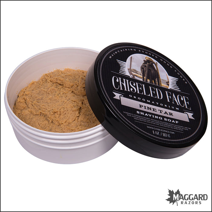 Chiseled Face Pine Tar Tallow Shaving Soap, 4oz