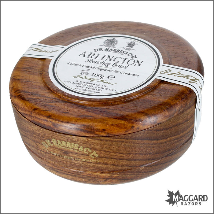 D.R. Harris Arlington Shaving Soap in Mahogany Finished Wood Bowl, 100g