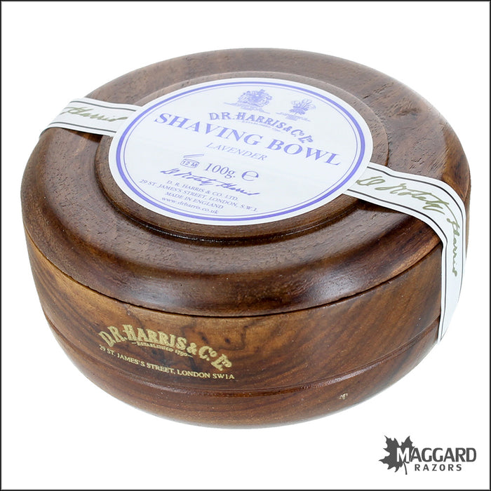 D.R. Harris Lavender Shaving Soap in Mahogany Finished Wood Bowl, 100g