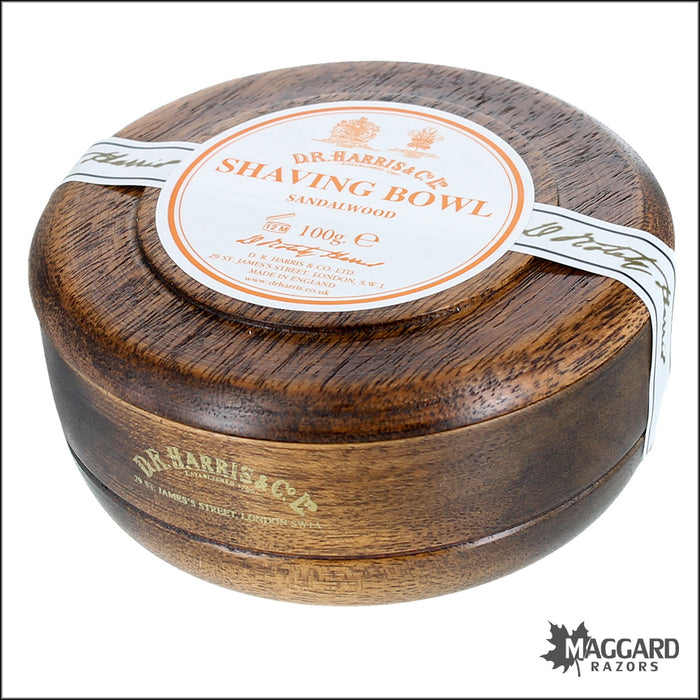 D.R. Harris Sandalwood Shaving Soap in Mahogany Finished Wood Bowl, 100g