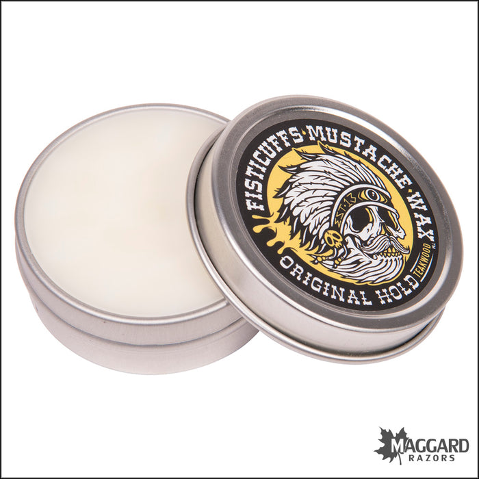 Fisticuffs Mustache Wax Original Hold, 1oz Tin - Teakwood  Scent