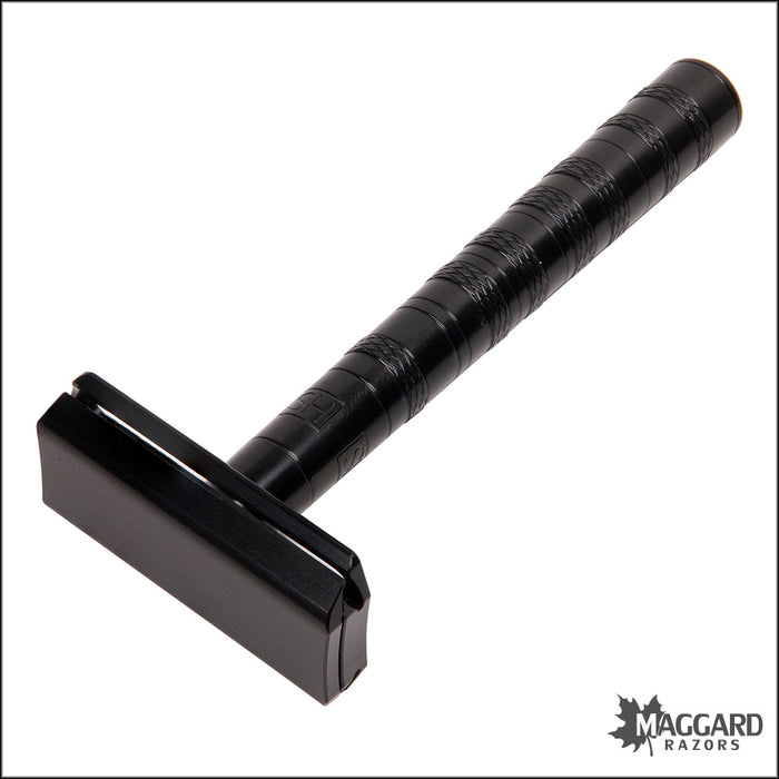 Henson Shaving AL13-M Black Machined Aluminum DE Safety Razor, Medium Exposure