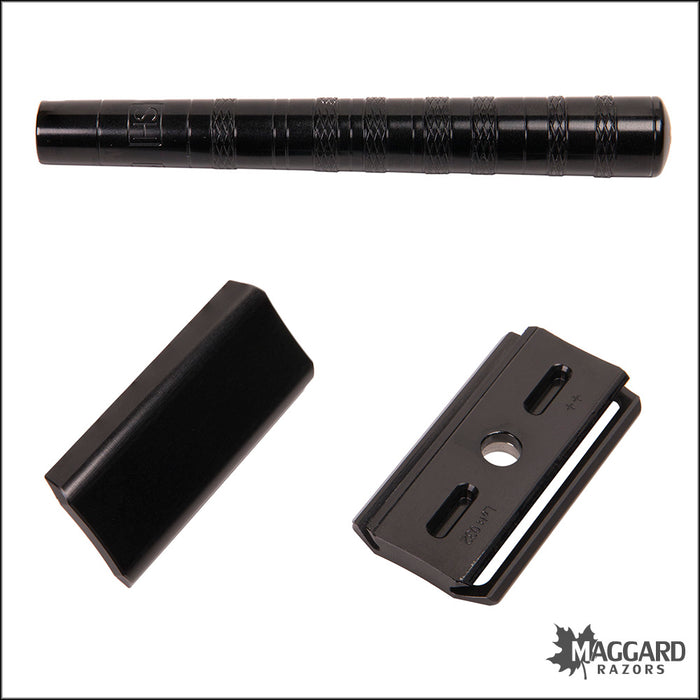 Henson Shaving AL13-M Black Machined Aluminum DE Safety Razor, Medium Exposure