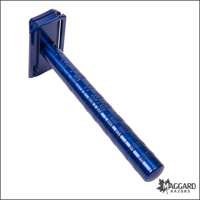 Henson Shaving AL13-M Blue Machined Aluminum DE Safety Razor, Medium Exposure
