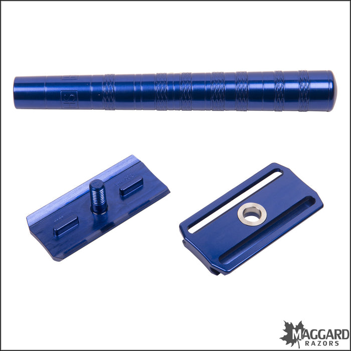 Henson Shaving AL13-M Blue Machined Aluminum DE Safety Razor, Medium Exposure