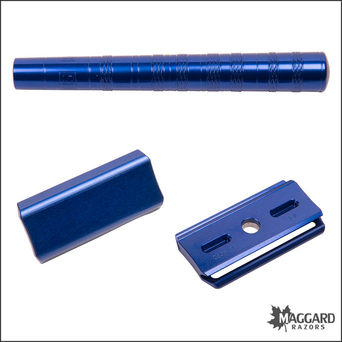 Henson Shaving AL13-M Blue Machined Aluminum DE Safety Razor, Medium Exposure