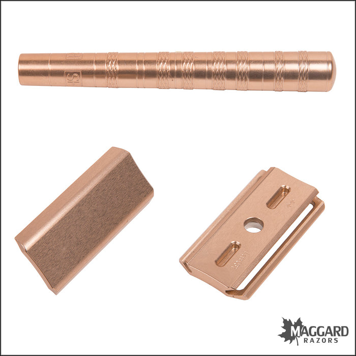 Henson Shaving AL13-M Copper Machined Aluminum DE Safety Razor, Medium Exposure