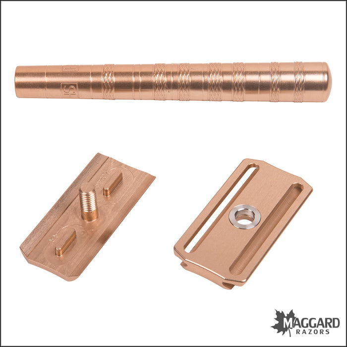 Henson Shaving AL13-M Copper Machined Aluminum DE Safety Razor, Medium Exposure