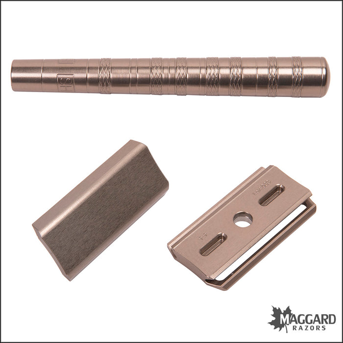 Henson Shaving AL13 Tan Machined Aluminum DE Safety Razor, Mild Exposure