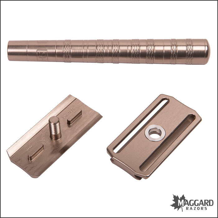 Henson Shaving AL13 Tan Machined Aluminum DE Safety Razor, Mild Exposure
